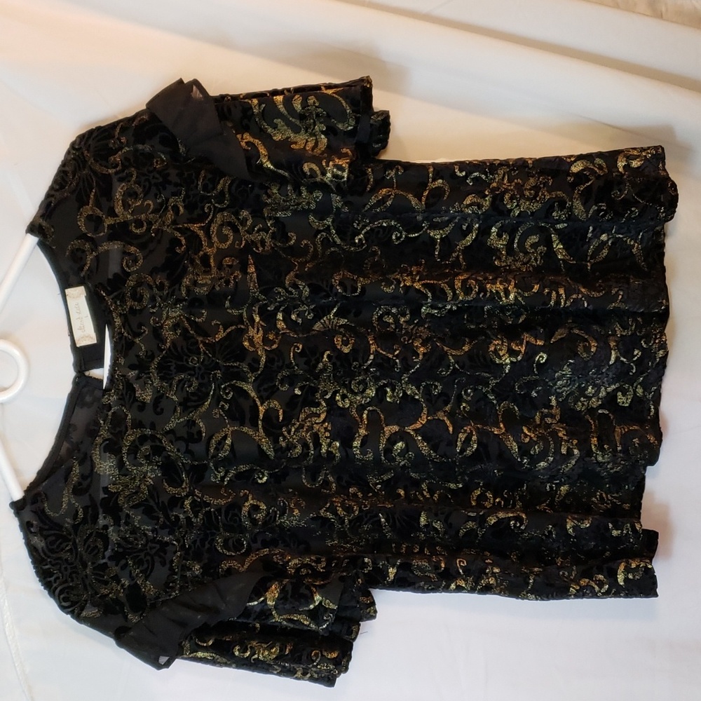 Altered State large sheer black and gold Cropped blouse NWT* (h4)